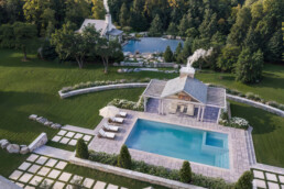 Modern landscaping on hillside property